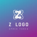 z initial space force logo design galaxy rocket vector in gradient background Royalty Free Stock Photo