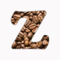Z, letter of the alphabet - coffee beans background