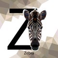 Z letter animals set. English alphabet. Zebra Vector illustration. Colorful polygonal style. Royalty Free Stock Photo