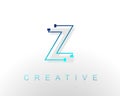 Z Letter Connect Dot Network Logo Icon Design Vector Image