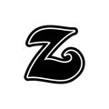 Z letter font decorative hand drawn lettering, alphabet vector letter Royalty Free Stock Photo