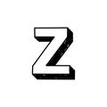 Z letter hand-drawn symbol. Vector illustration of a small English letter z. Hand-drawn black and white Roman alphabet letter z