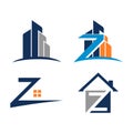 Z Letter House Building Real Estate Symbol Set Isolated