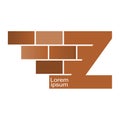 Z letter Logo, brick wall logo design with place for your data.