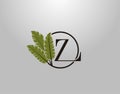 Z Letter Logo Circle Nature Leaf, vector logo design concept botanical floral leaf with initial letter logo icon for nature Royalty Free Stock Photo