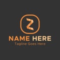 Z letter Logo.Light Orange Color Minimalistic Abstract logo.Round Square shape Logo Royalty Free Stock Photo