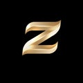 Z letter logo. Z monogram. Lettering. Volume gold Z letter with facets. Royalty Free Stock Photo