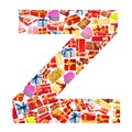 Z Letter made of giftboxes Royalty Free Stock Photo