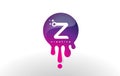 Z Letter Splash Logo. Purple Dots and Bubbles Letter Design