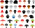 Isolated colorful mushrooms vector illustrations Royalty Free Stock Photo