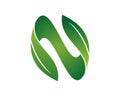 N letter leaf logo icon template