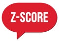 Z-SCORE text written in a red speech bubble