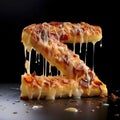 Z-shaped pizza. Dark background