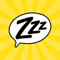 Z-z-z text on text bubble. Icon for sleeping mode