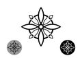 Sacred flower, Celtic like style linear star with circle symbol. Linear knot logo, Wiccan symbol for protection, mystical geometry