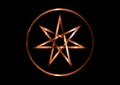 Seven point star or septagram, known as heptagram. Metal bronze Elven or Fairy Star, magical or wiccan witchcraft heptagram symbol