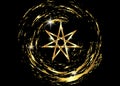 Seven point star or septagram, known as heptagram. Gold Elven or Fairy Star, magical or wiccan witchcraft heptagram symbol. Golden