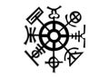 RHUMB OF HEAVEN. Symbol composed of eight signs taken from a French calendar. It represents the eight corners of the heavens