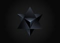 3D black Merkaba, Sacred Geometry. Esoteric or spiritual symbol. Vector isolated on black background. Star tetrahedron icon