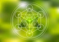 Metatrons Cube, Flower of Life, Merkaba sacred geometry spiritual new age futuristic vector illustration with interlocking circles