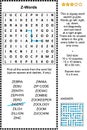 Z-Words themed word search puzzle