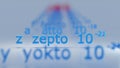 z zepto 10 -21 Metric Prefixes numbers - 3D render illustration - white background Royalty Free Stock Photo