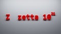 Z zetta 10 21 Metric Prefixes numbers - 3D render illustration - white background Royalty Free Stock Photo