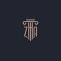 ZA initial logo monogram with pillar style design for law firm and justice company