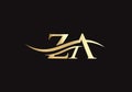 ZA logo Design. Premium Letter ZA Logo Design with water wave concept