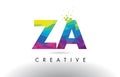 ZA Z A Colorful Letter Origami Triangles Design Vector.