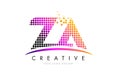 ZA Z A Letter Logo Design with Magenta Dots and Swoosh