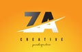 ZA Z A Letter Modern Logo Design with Yellow Background and Swoosh.