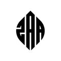 ZAA circle letter logo design with circle and ellipse shape. ZAA ellipse letters with typographic style. The three initials form a Royalty Free Stock Photo