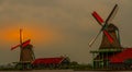 Windmills at Zaanse Shans near Amsterdam Royalty Free Stock Photo