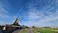 Zaanse Schans rural windmills, fields and river landscape