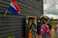 Zaanse Schans,Holland, August 2019.Northeast Amsterdam is a small community located on the Zaan River. The entrance of the shop of Royalty Free Stock Photo