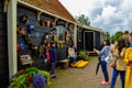 Zaanse Schans, Holland, August 2019. Northeast of Amsterdam is a small community located on the Zaan River. At shop of the typical Royalty Free Stock Photo