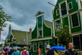 Zaanse Schans, Holland, August 2019. Northeast Amsterdam is a small community located on the Zaan River. View of the pretty wooden Royalty Free Stock Photo