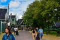 Zaanse Schans, Holland, August 2019. Northeast Amsterdam is a small community located on the Zaan River. View of the pretty wooden Royalty Free Stock Photo