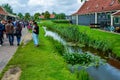 Zaanse Schans, Holland, August 2019. Northeast Amsterdam is a small community located on the Zaan River. View between the pretty Royalty Free Stock Photo