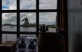 Zaanse Schans, Holland, August 2019. Northeast of Amsterdam on the Zaan River. A particular point of view from the inside of a Royalty Free Stock Photo