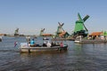 Traditional Dutch windmills in Zaanse Schans, Netherlands Royalty Free Stock Photo