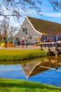 Zaanse Schans village, Holland, tourists Royalty Free Stock Photo