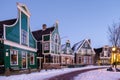 Zaanse Schans Netherlands a Dutch windmill village during sunset whit wooden house holland