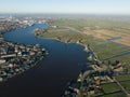 Zaanse Schans, touristic destination of a typical old dutch heritage landscape. Engineering marvel in the polder. Birds