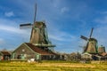 Dutch windmills near the Zaanse Schans, Koog aan de Zaan, Holland.