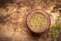 Zaatar spice in a bowl top view