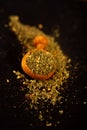 Zaatar spice mix in wooden spoon Royalty Free Stock Photo