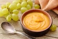 Zabaione cream in bowl with grapes Royalty Free Stock Photo