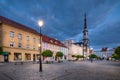 Zabkowice Slaskie, Poland. Market square at dusk Royalty Free Stock Photo